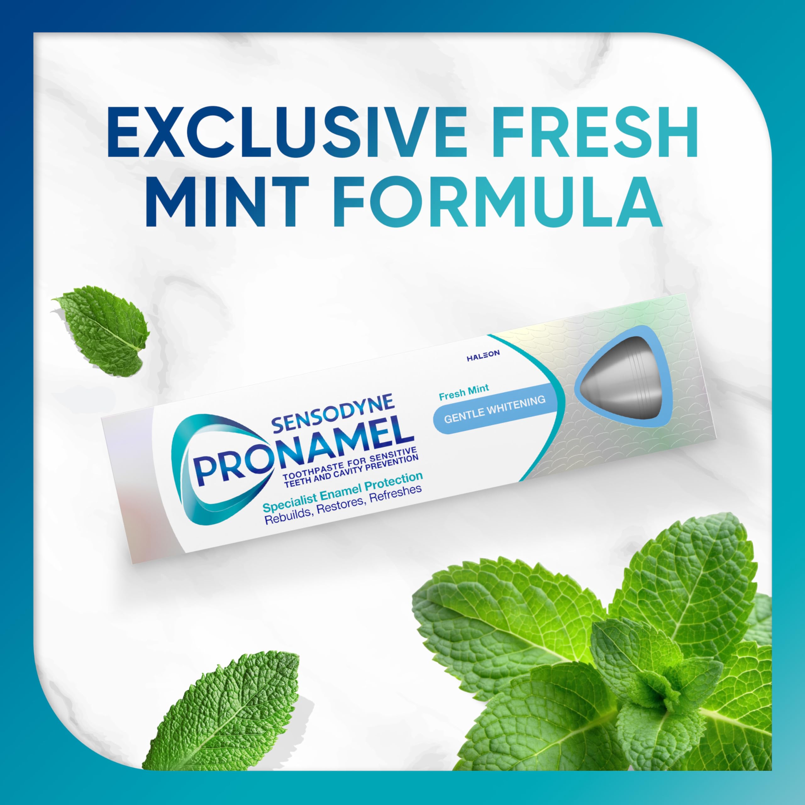 Close-up of a Sensodyne Pronamel tube cap highlighting easy dispensing