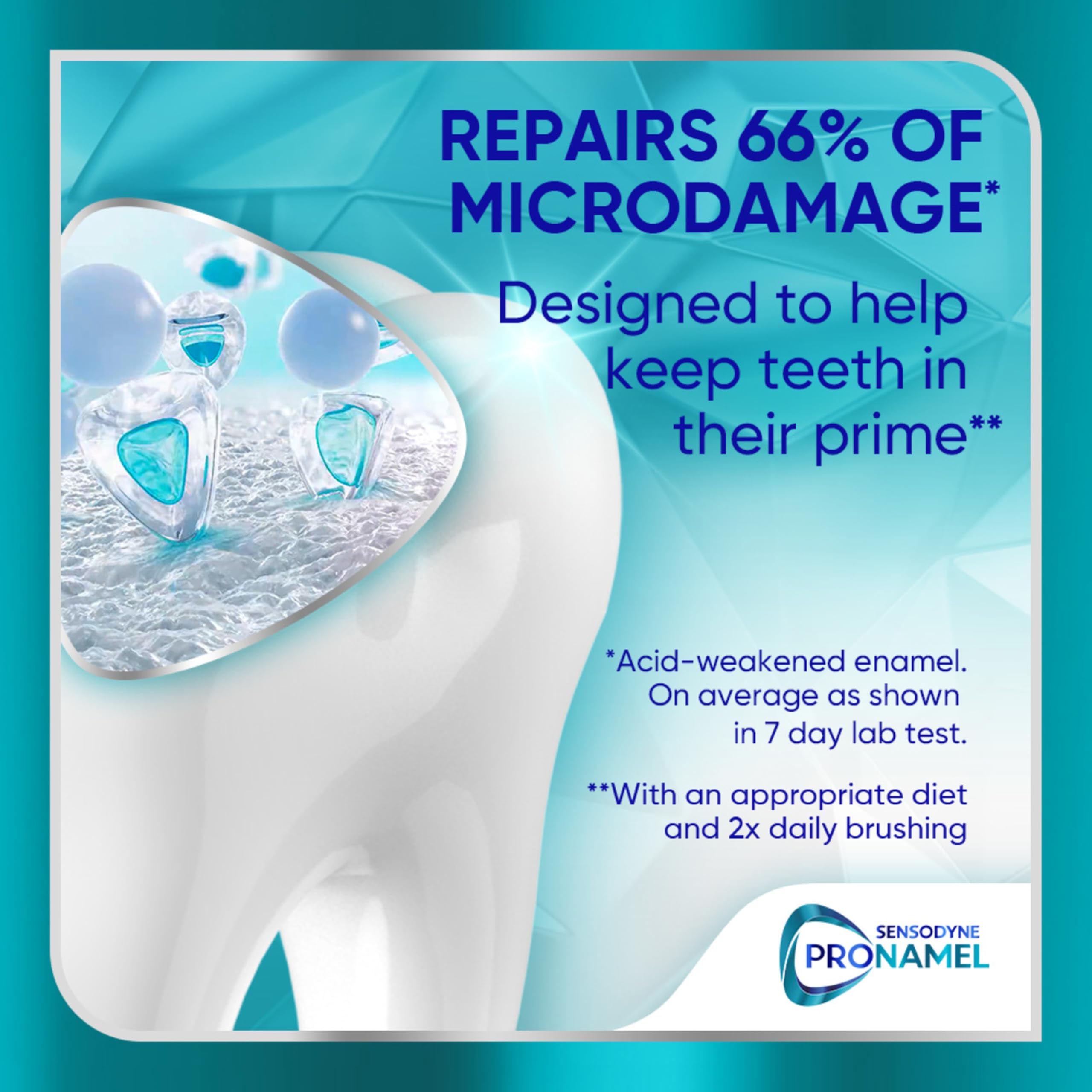 SENSODYNE PRONAMEL micro-polishing particles detail showing enamel-safe whitening