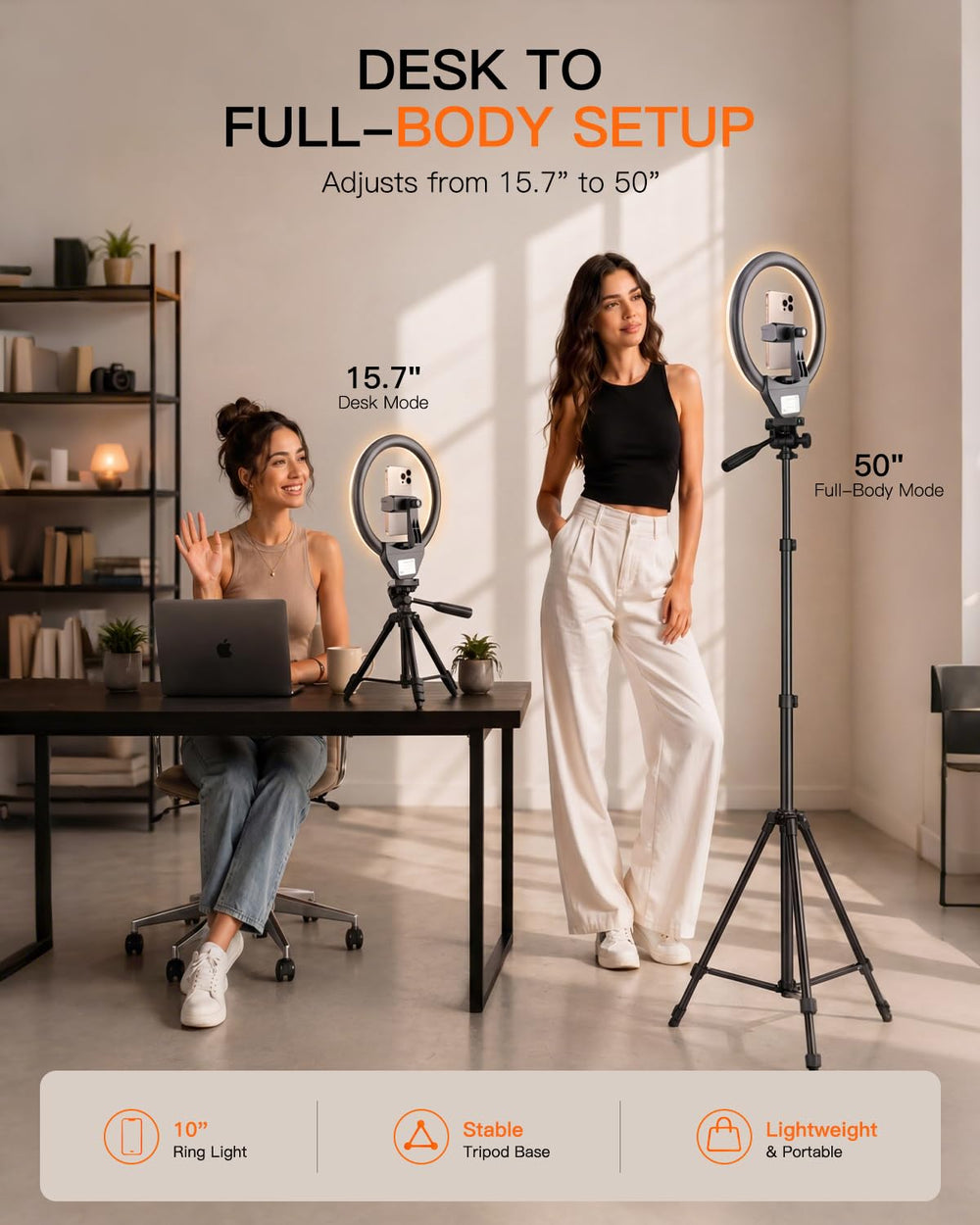 SENSYNE lifestyle setup with phone and ring light showing polished content look