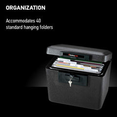 SentrySafe interior with hanging files demonstrating organized storage
