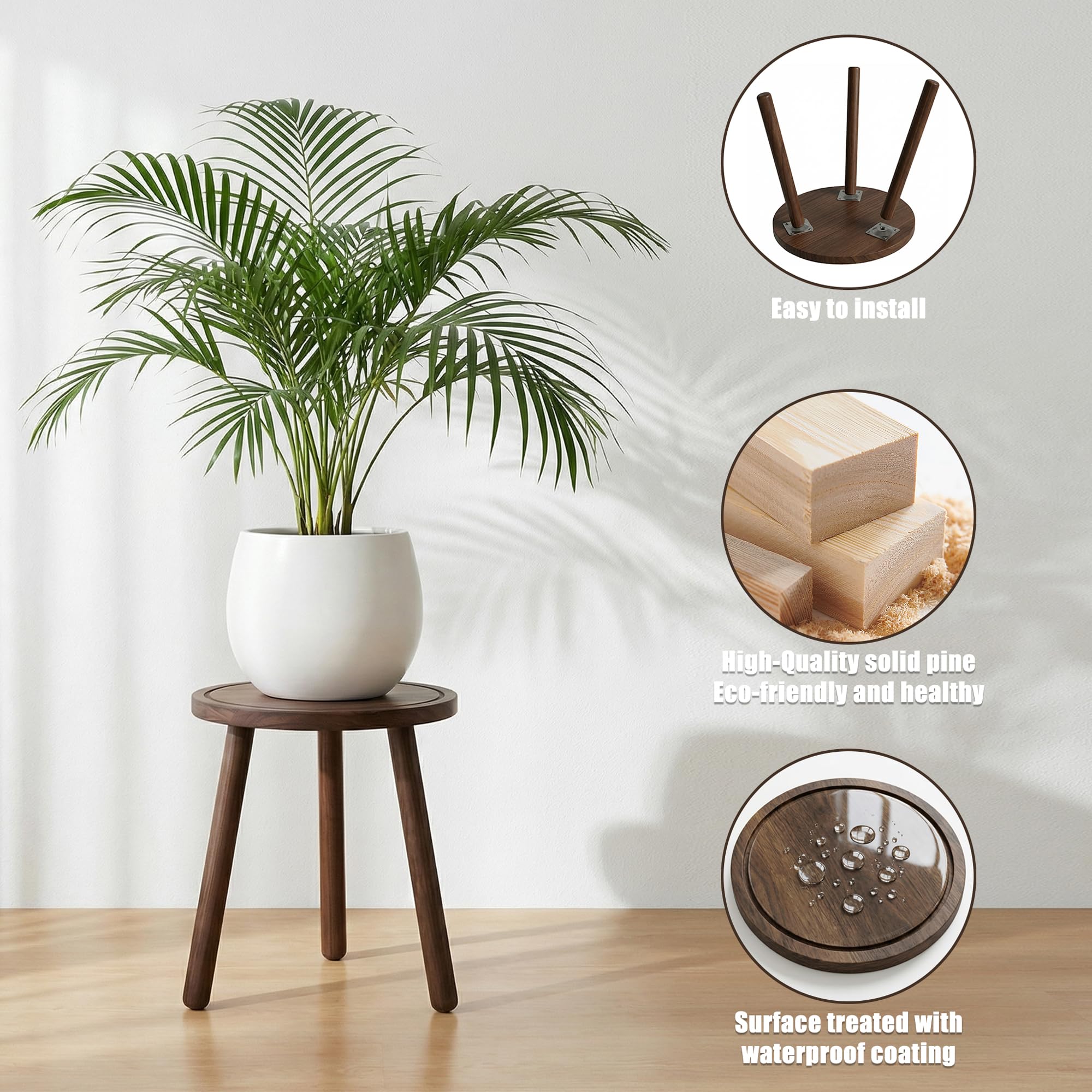 SEQUEDA in living room holding a large pot to add height and visual interest