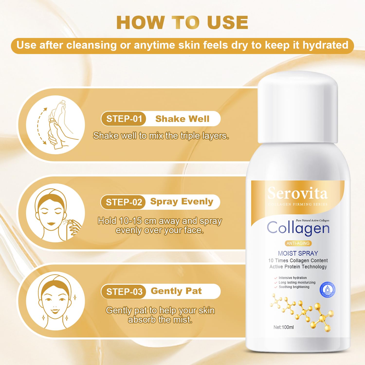 Serovita applied to neck and décolletage to support firmer look