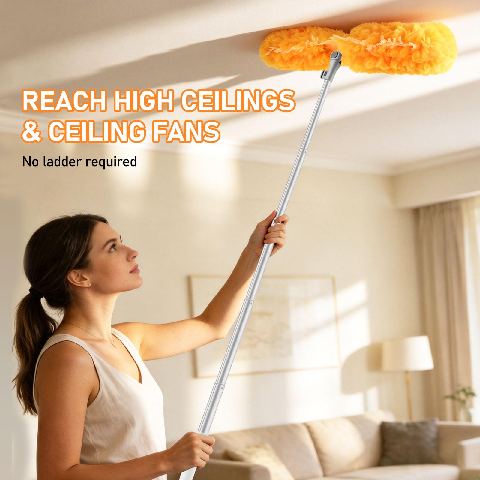 SetSail extendable handle fully extended demonstrating reach for high areas