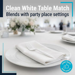 Settings forks on a paper plate with salad showing practical use