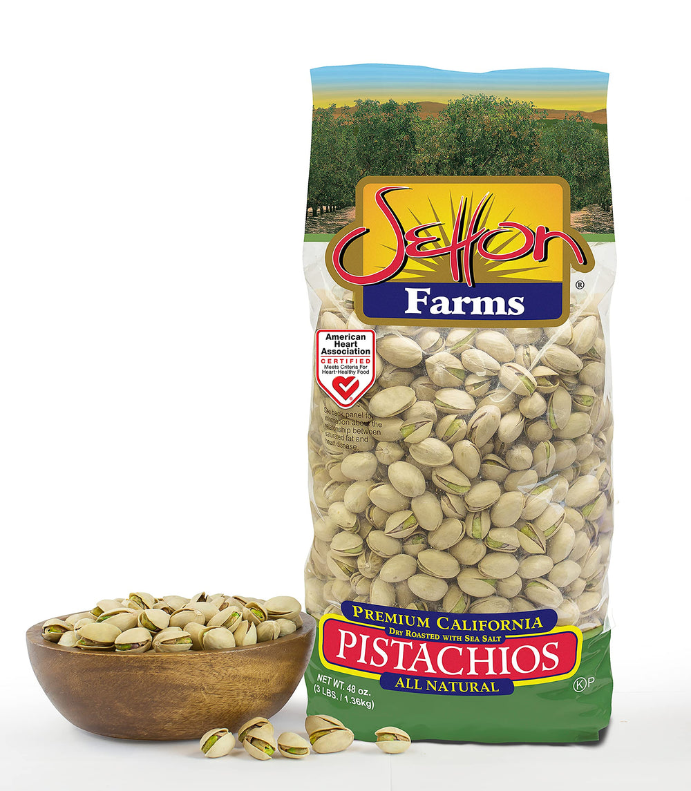 Setton Farms close-up of pistachio shells and kernels highlighting crisp texture