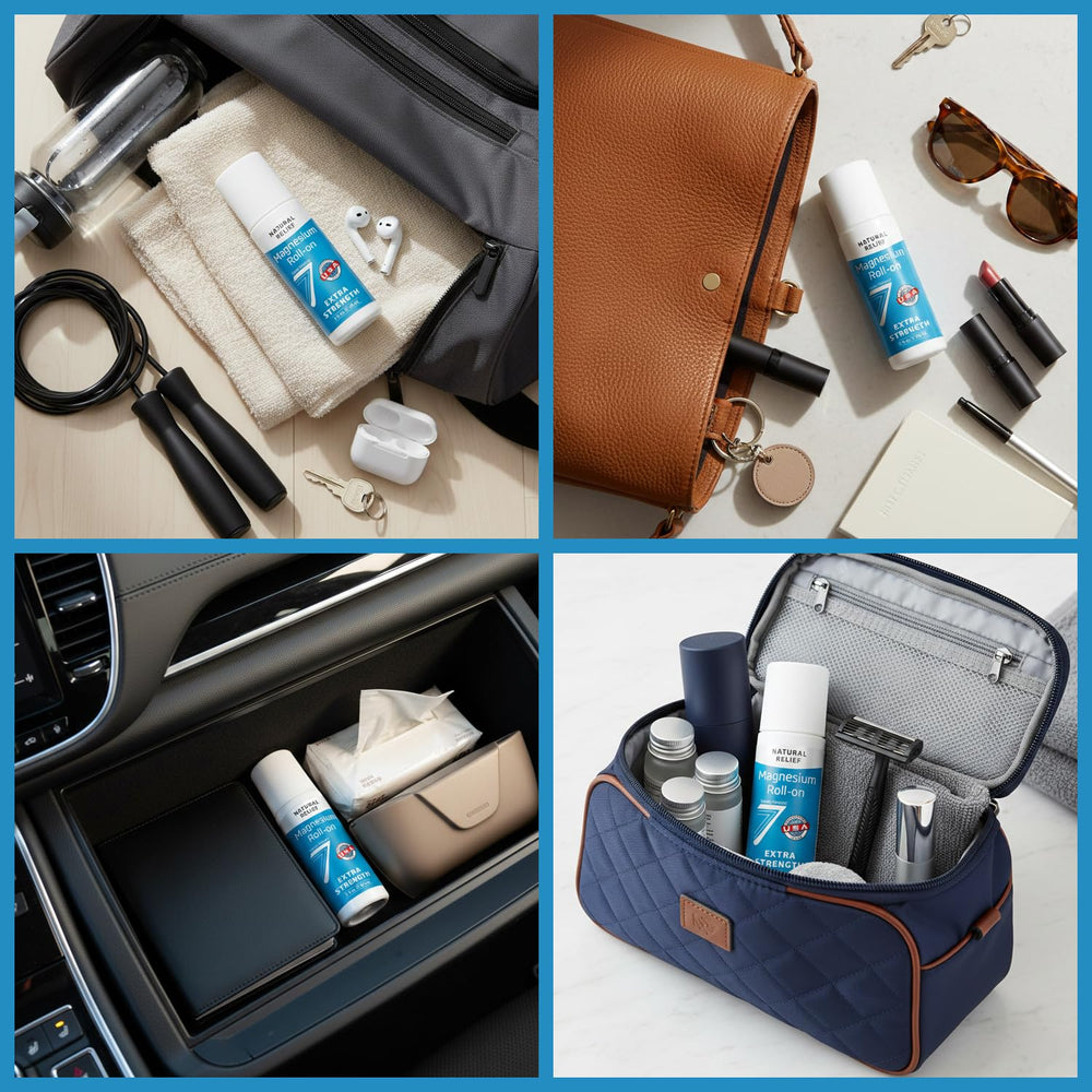 Seven Minerals in a gym bag lifestyle shot for easy on-the-go use