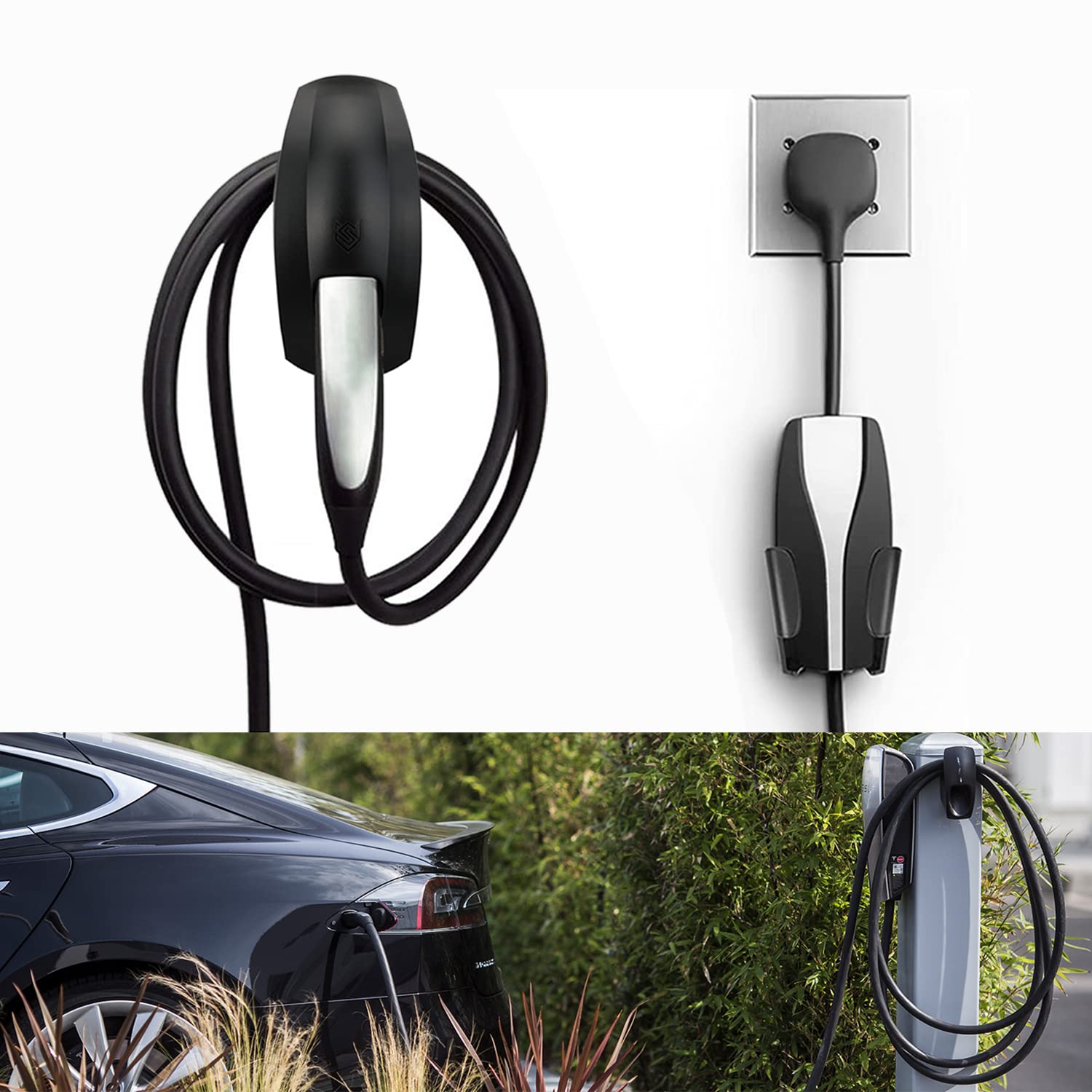 SEVEN SPARTA front view of black wall mount showing clean cable storage benefit