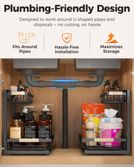Sevenblue L-shaped top shelf demonstrating plumbing clearance and under-sink fit