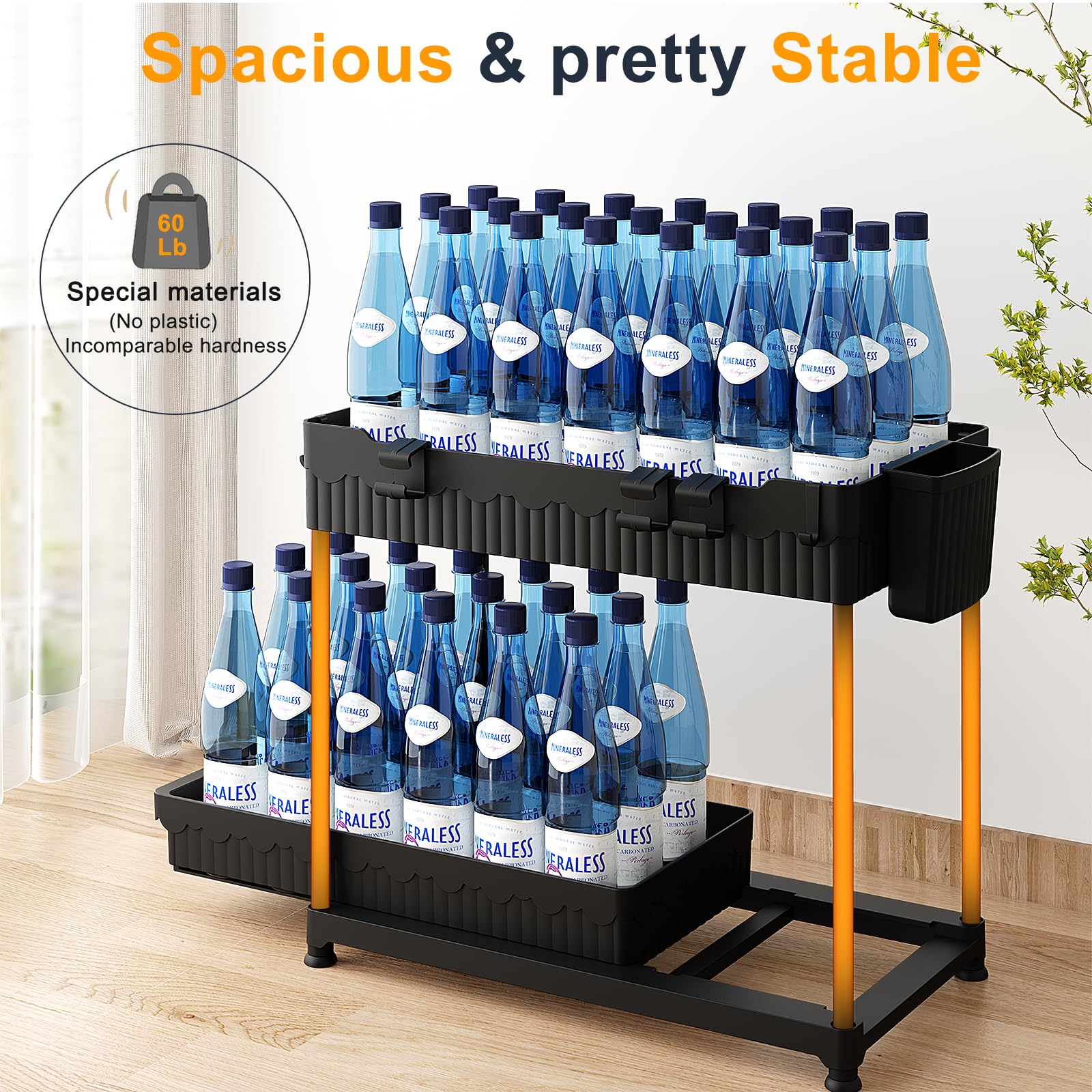 Sevenblue beside cleaning bottles to show scale and capacity for heavier supplies