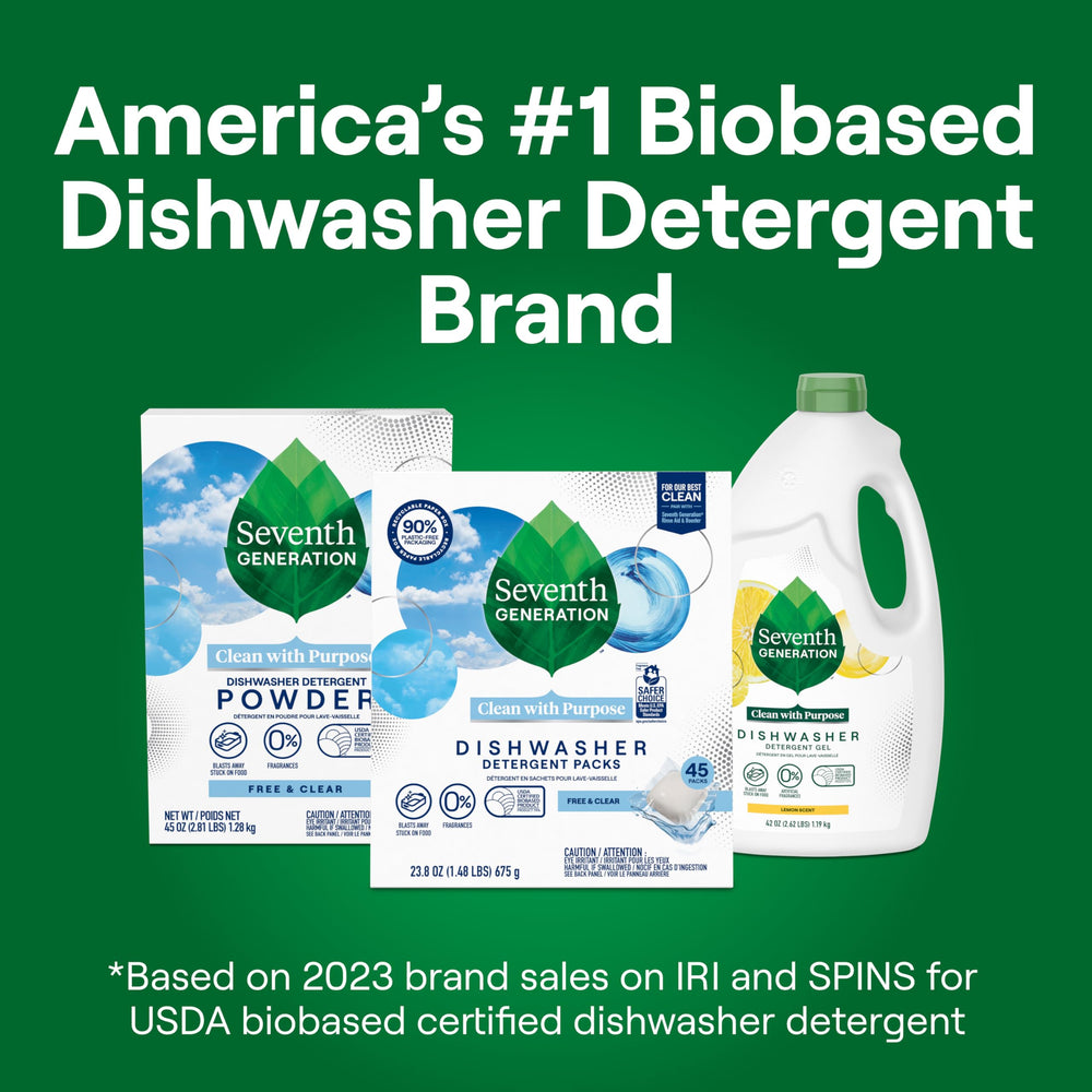Seventh Generation clean dishes in dishwasher rack showing spotless results