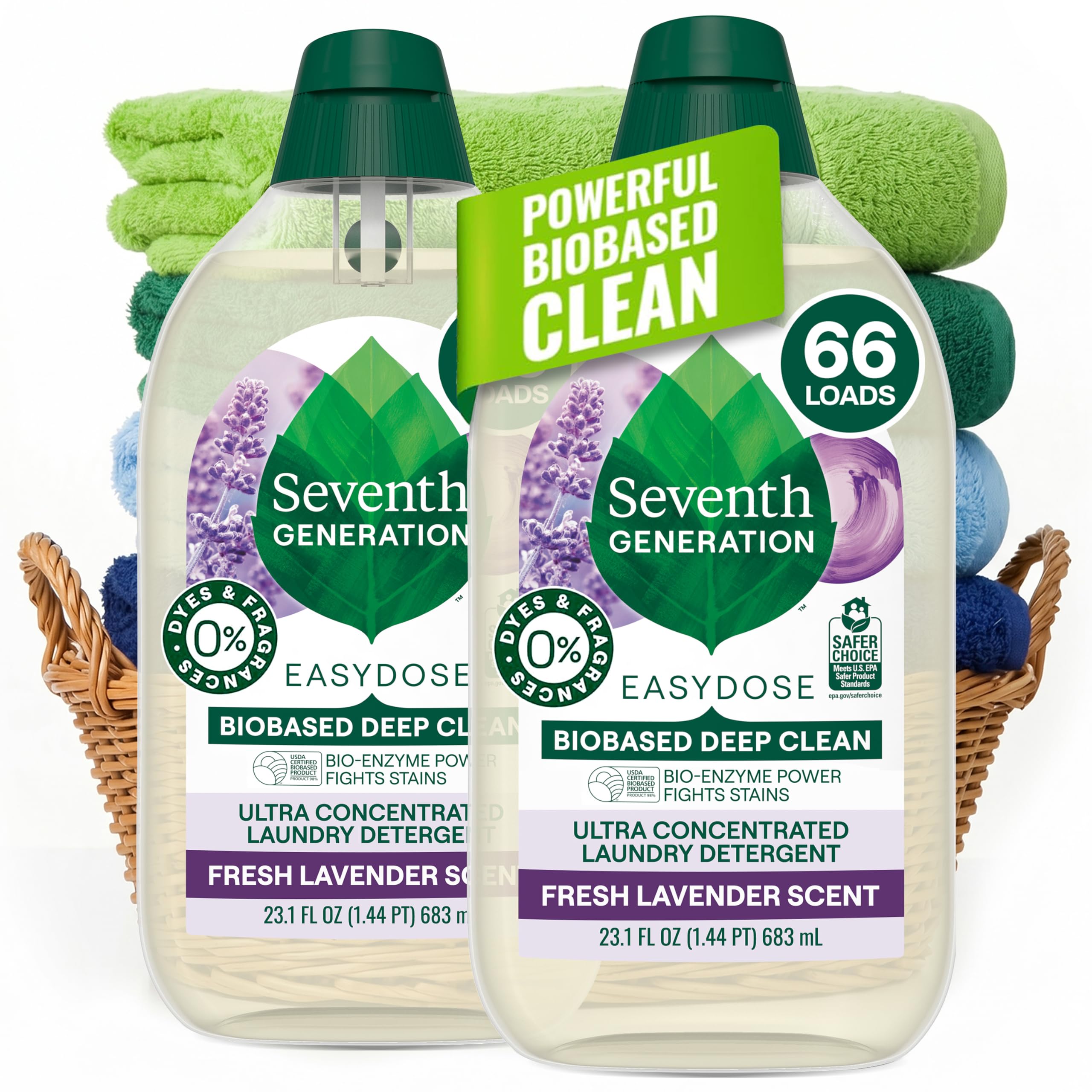 Seventh Generation front packaging showing compact 23 oz bottle and benefits