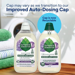 Seventh Generation bottle in use squeezing exact dose into washer for mess-free laundry