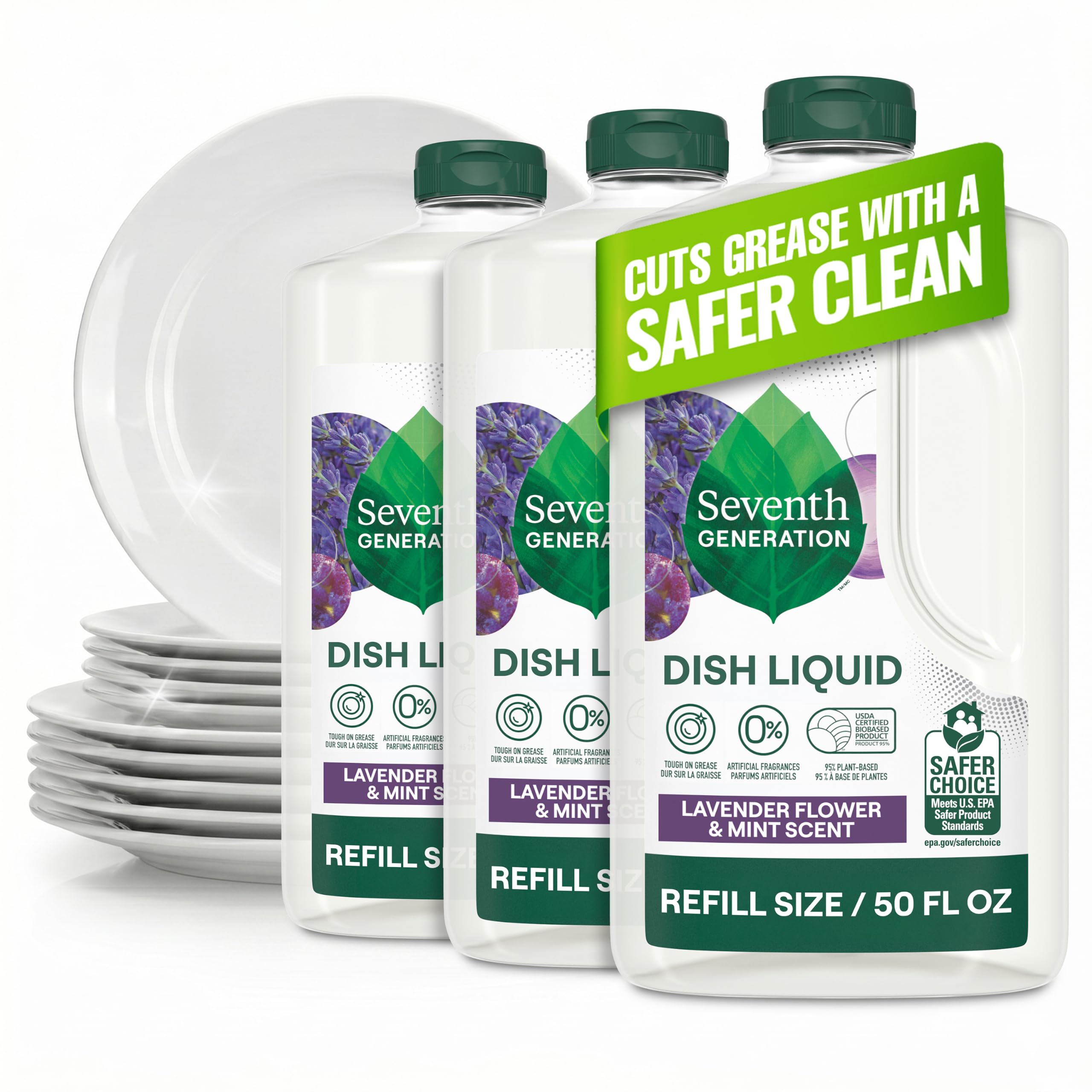 Seventh Generation front packaging showing refill pack and brand benefits
