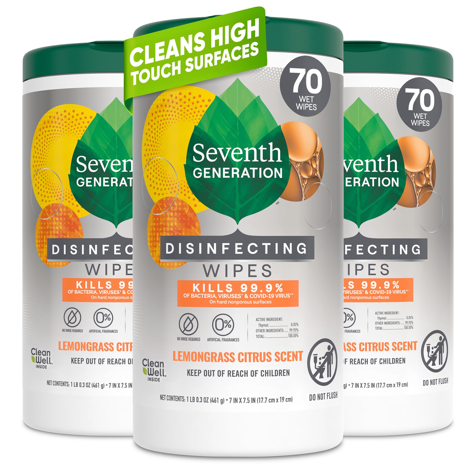 Seventh Generation front packaging showing lemongrass citrus and count benefit