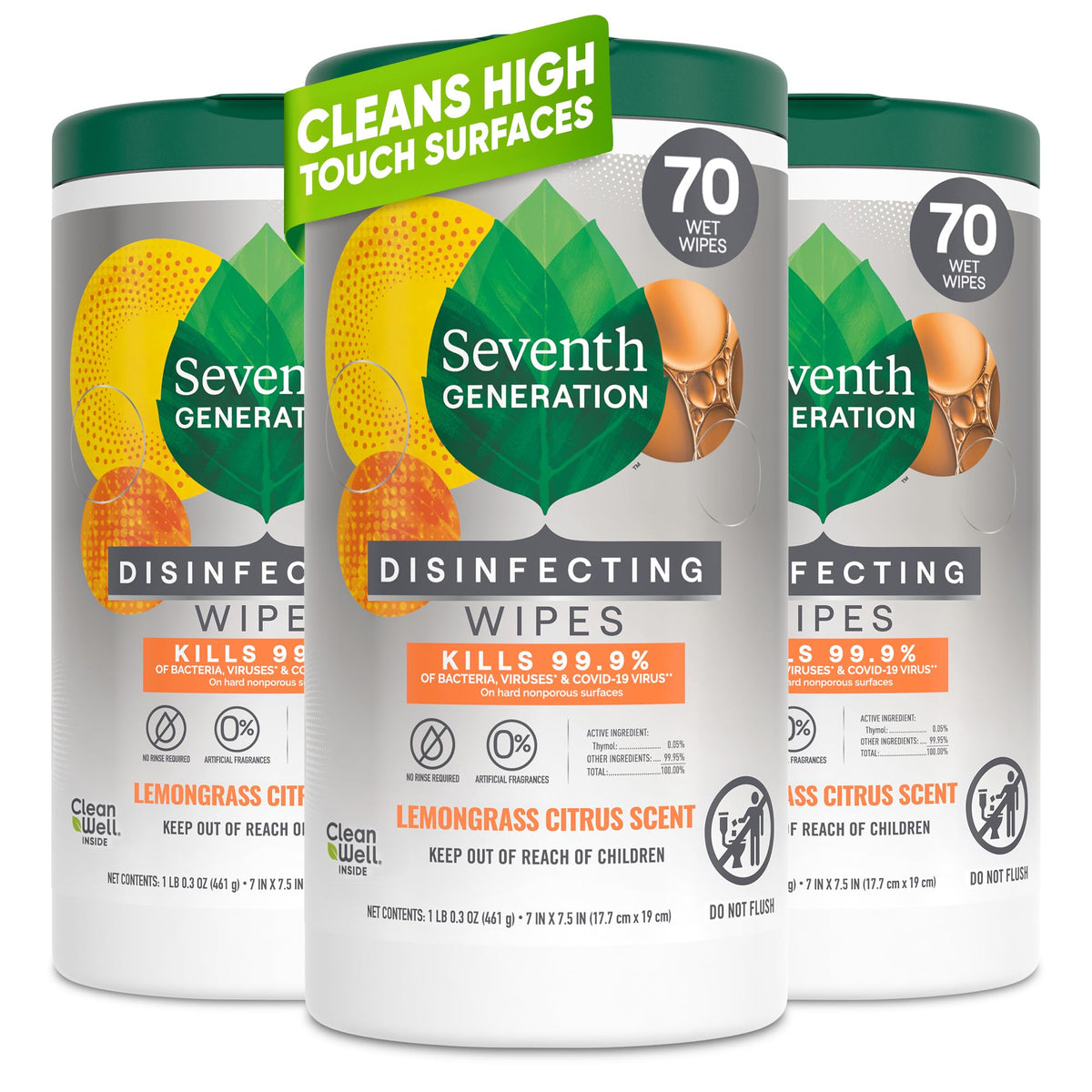 Seventh Generation front packaging showing lemongrass citrus and count benefit