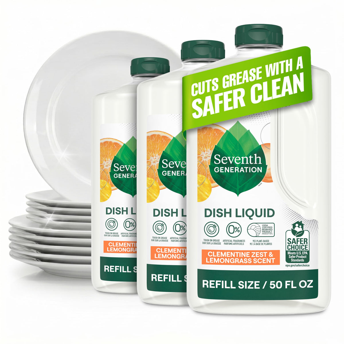 Seventh Generation front packaging showing cleaner refill and natural scent benefit