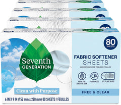 Seventh Generation front packaging showing unscented dryer sheets and pack size benefit