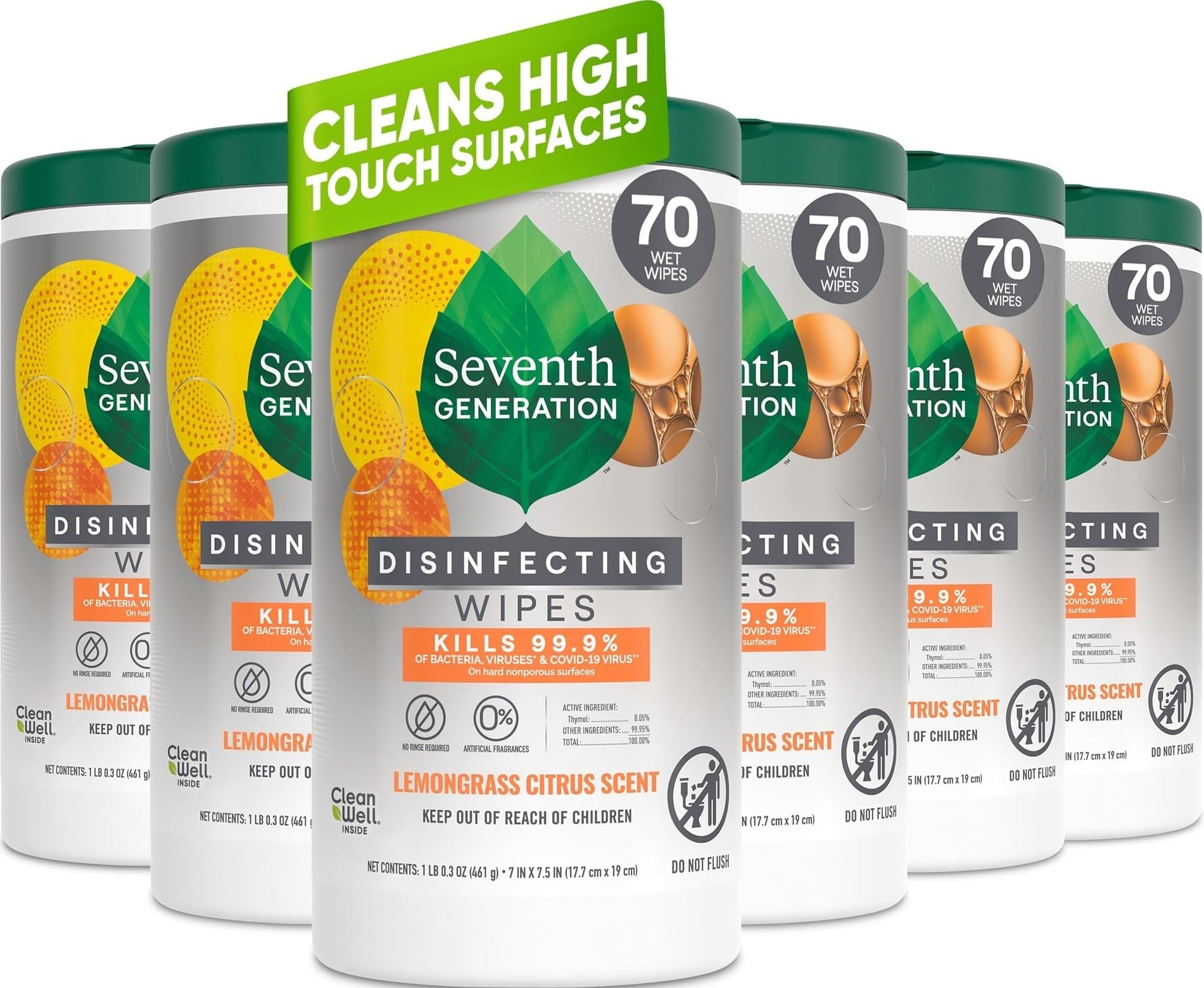 Seventh Generation front packaging showing lemongrass citrus scent and count benefit