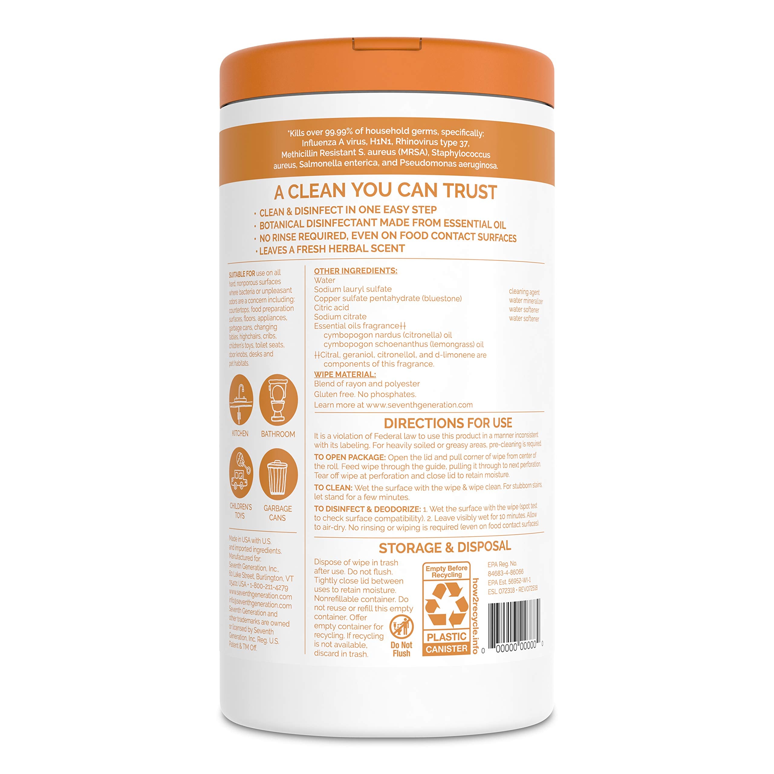 Seventh Generation wipe texture close-up demonstrating durable, effective cleaning