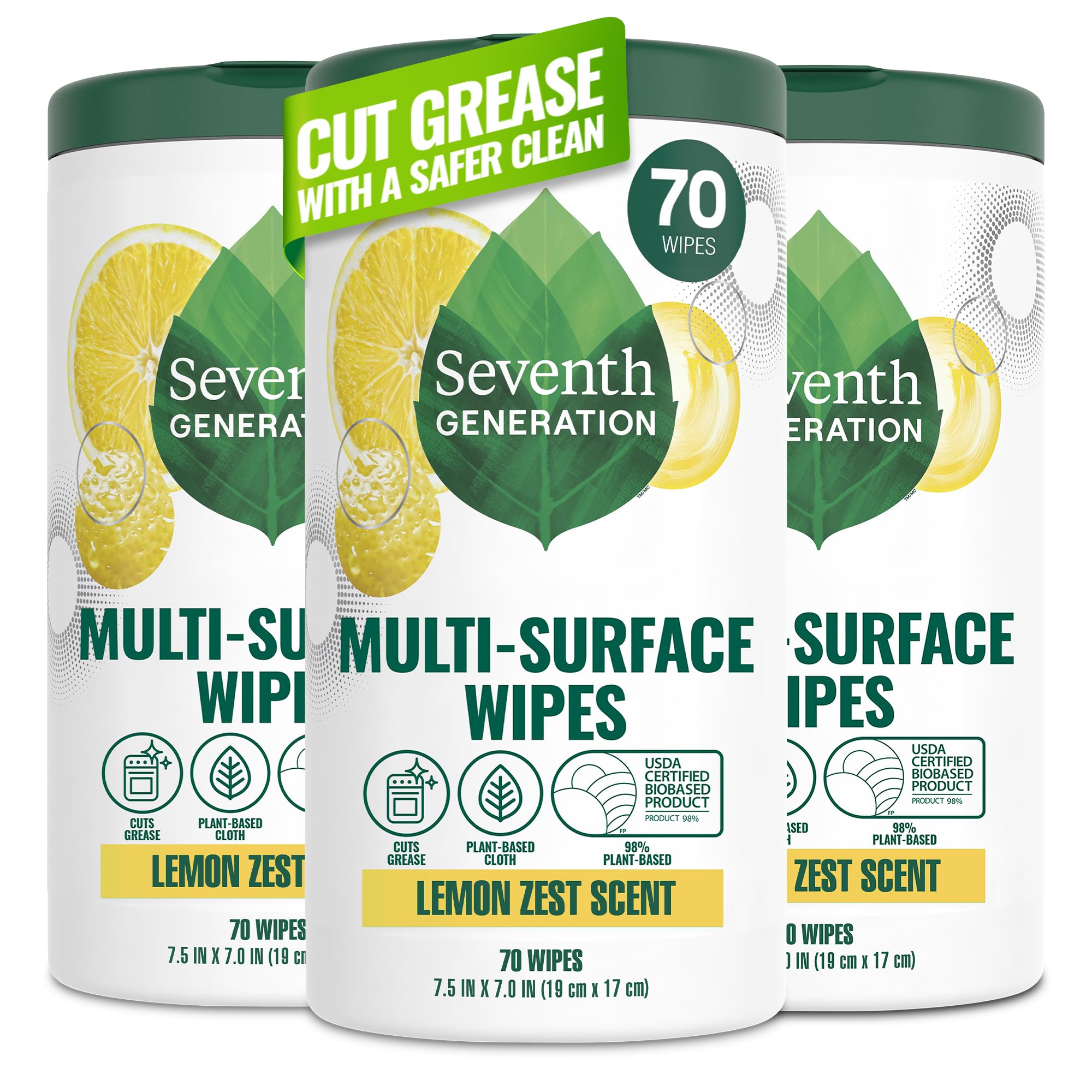 Seventh Generation front packaging showing product and lemon scent benefit