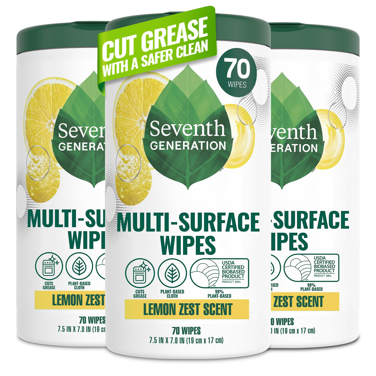 Seventh Generation front packaging showing product and lemon scent benefit