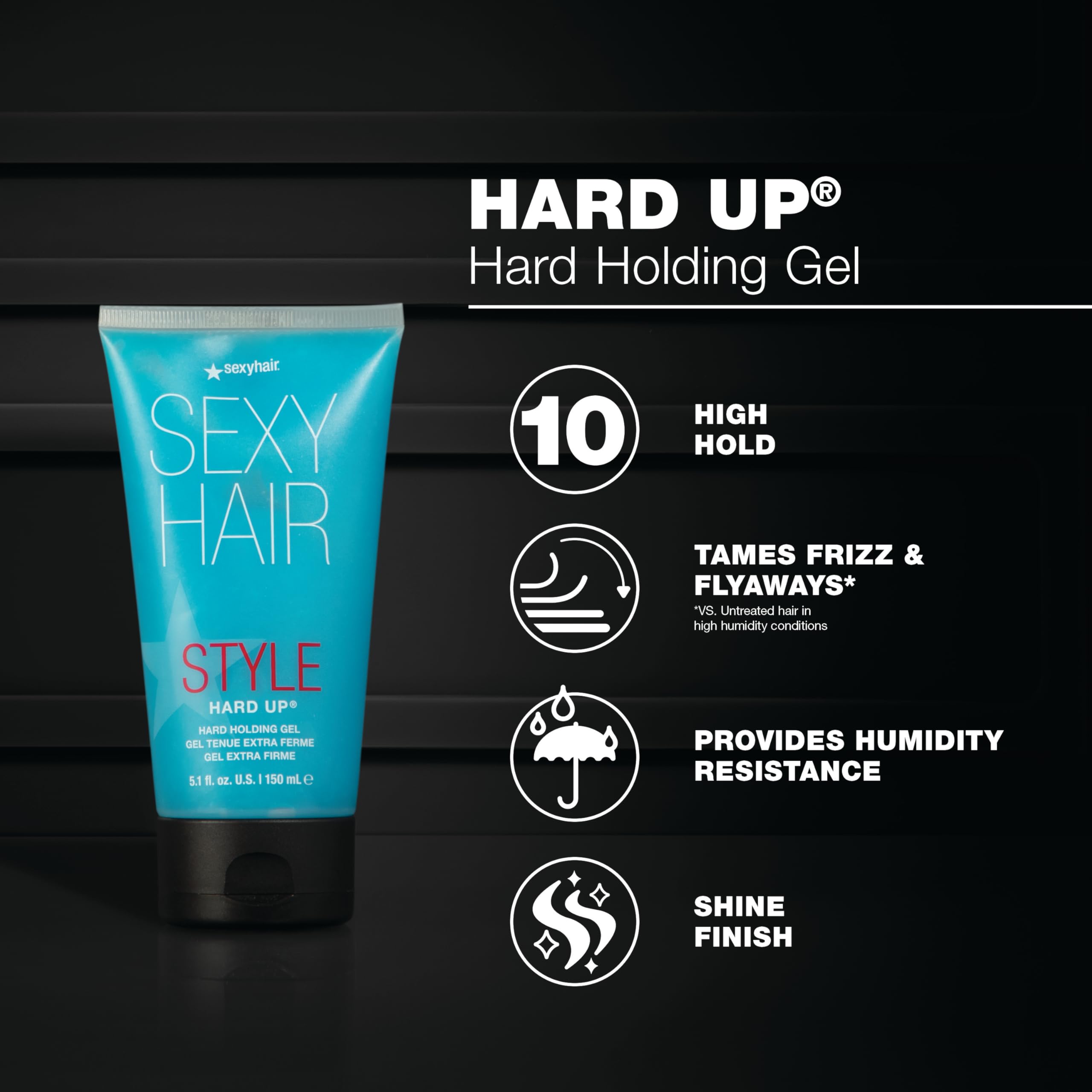 SexyHair Hard Up before and after hairstyle showing strong hold and frizz control