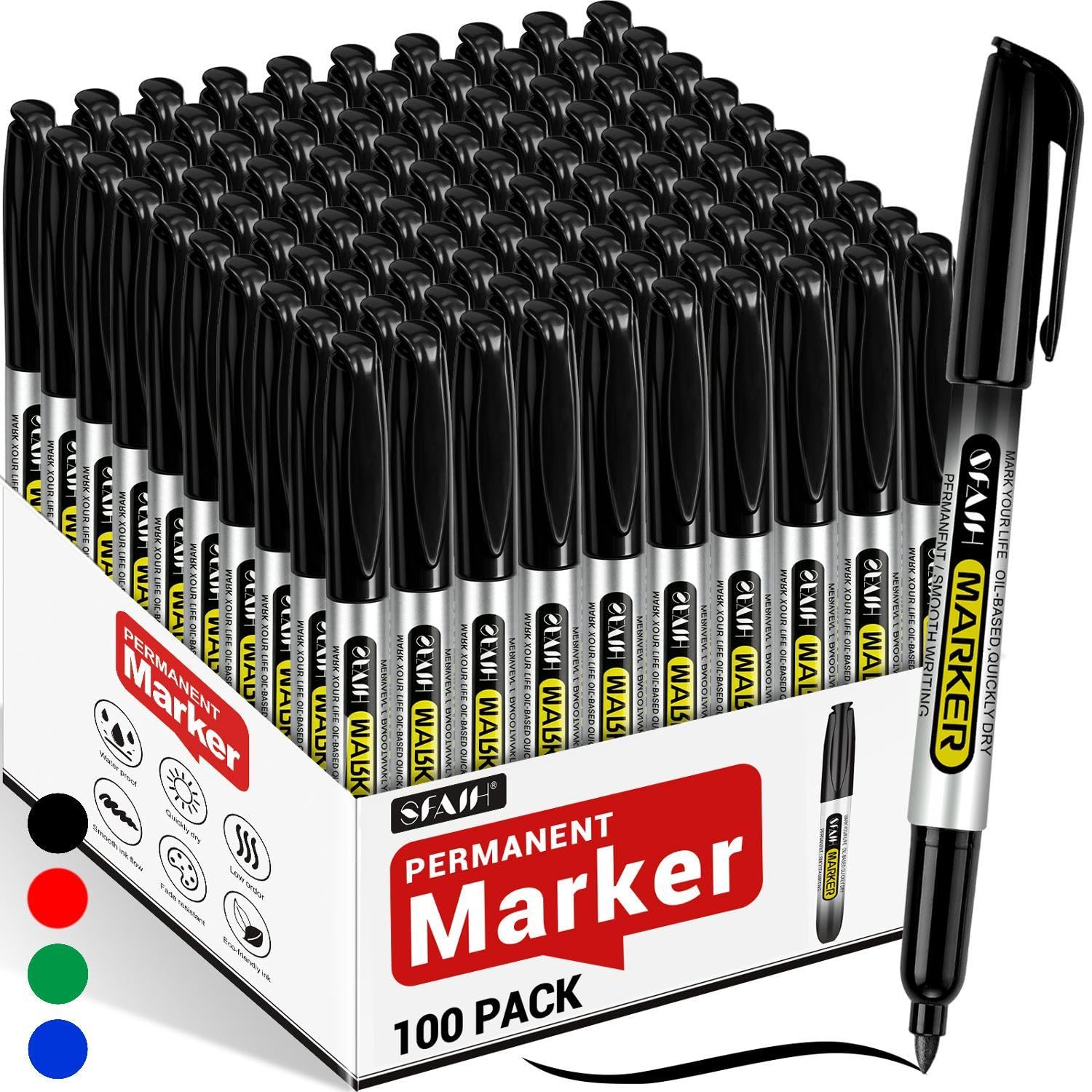 SFAIH front packaging showing 100-pack and organized markers for bulk supply