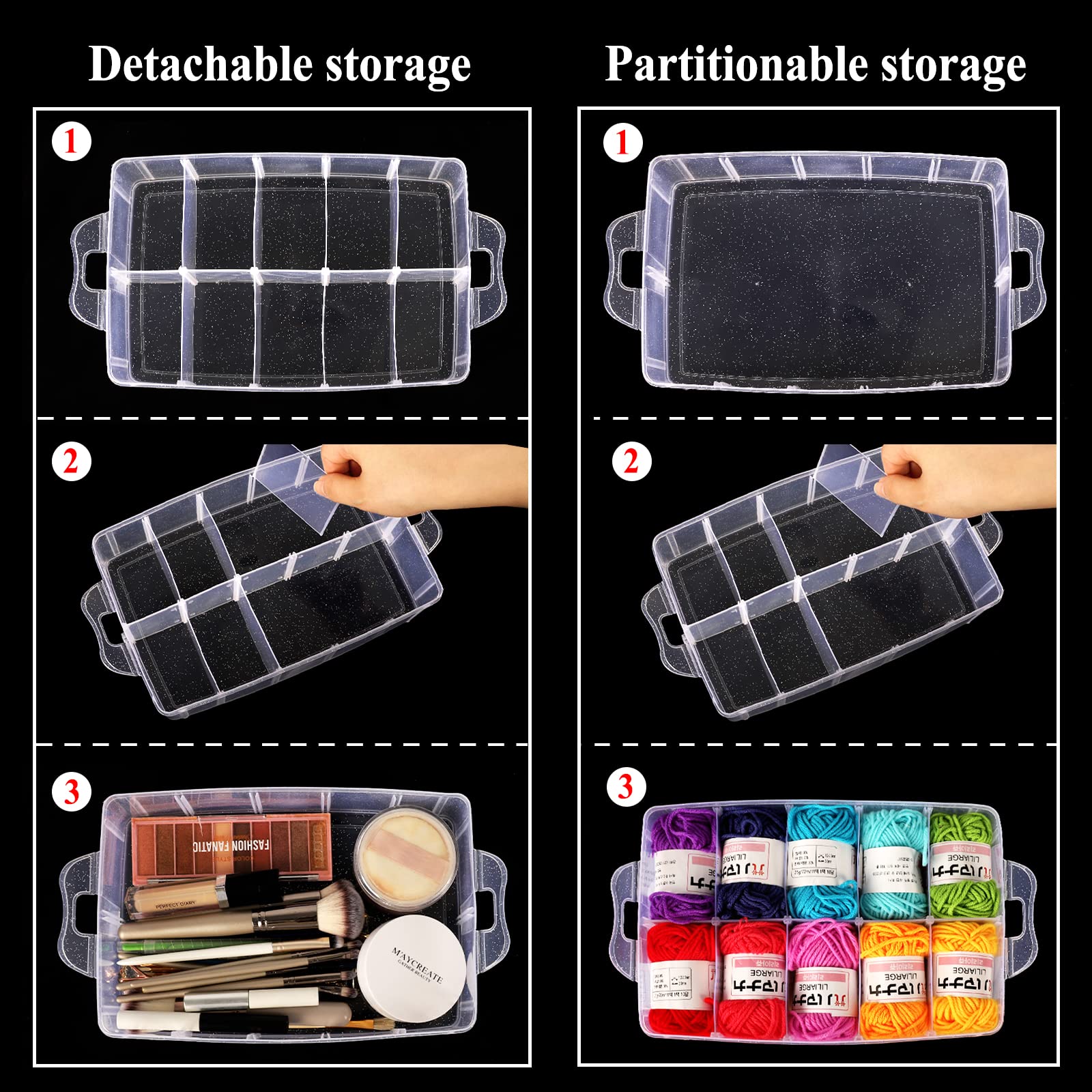 SGHUO close-up of removable divider detail highlighting customizable compartment sizing
