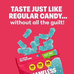 Shameless close-up of gummy texture highlighting sour coating and chew