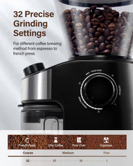 SHARDOR flat burr close-up highlighting consistent grind and improved extraction advantage