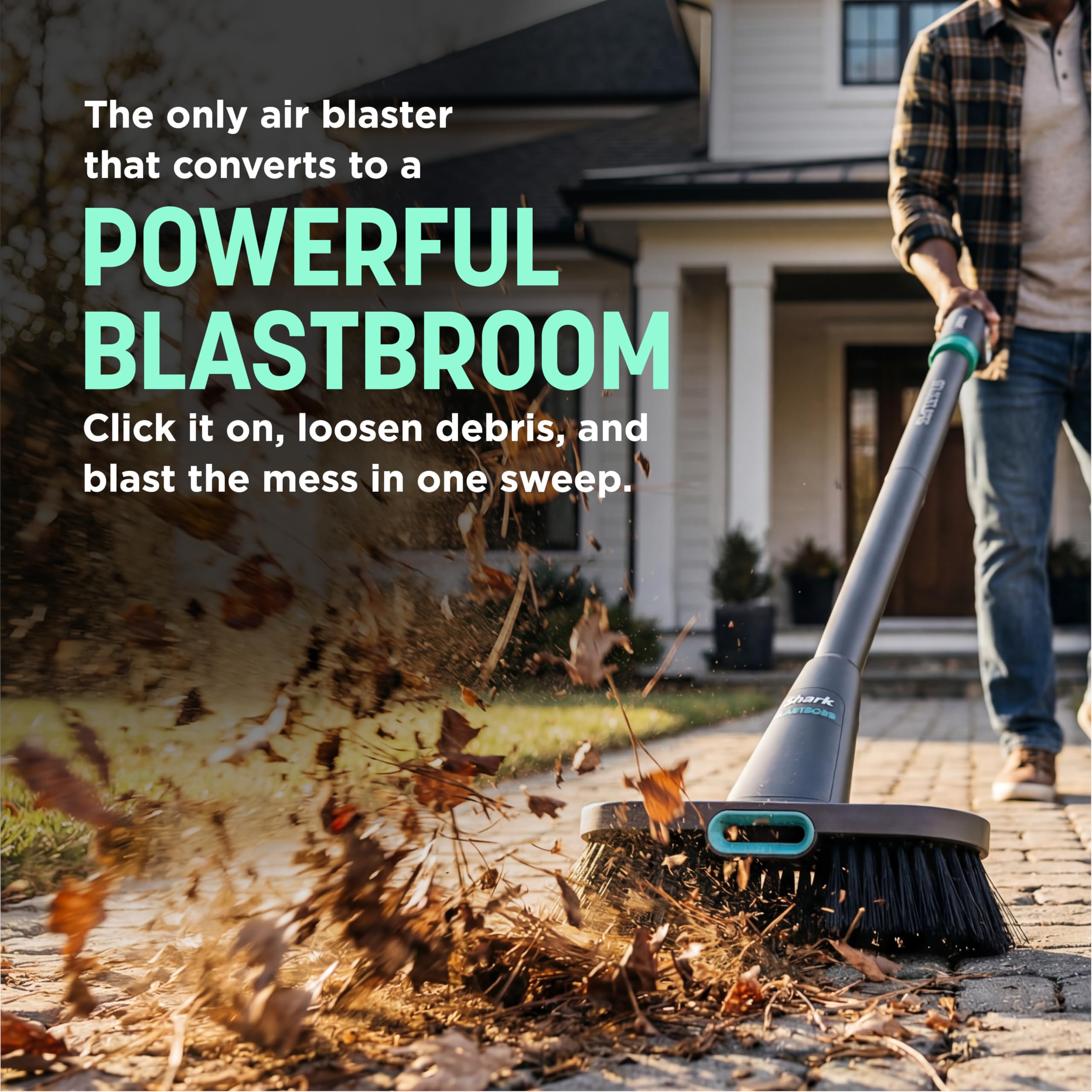 Shark BlastBoss clearing keyboard dust precisely for safer electronics