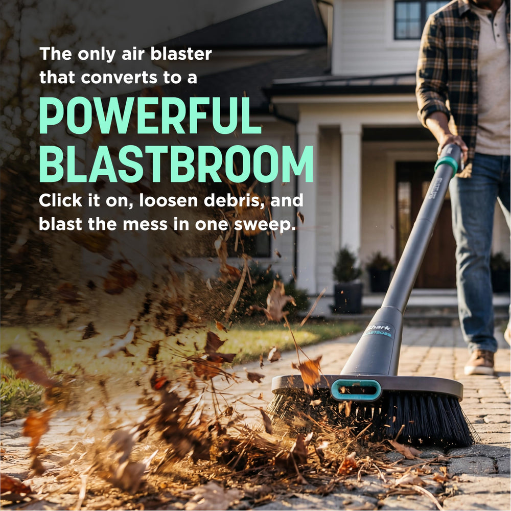 Shark BlastBoss clearing keyboard dust precisely for safer electronics
