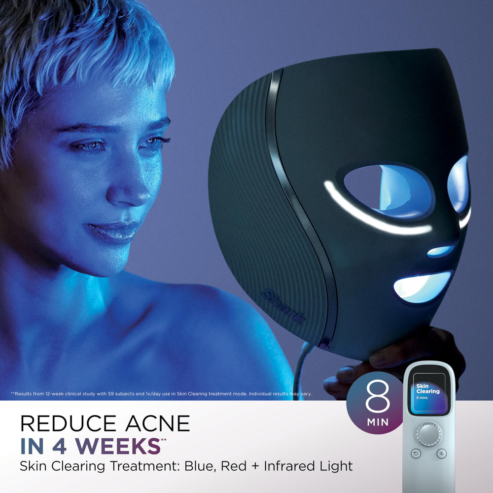 Person using Shark CryoGlow in morning routine for quick skin refresh