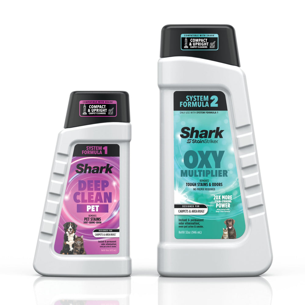 Shark front packaging showing the Deep Clean Pet and OXY bundle and clear product benefits