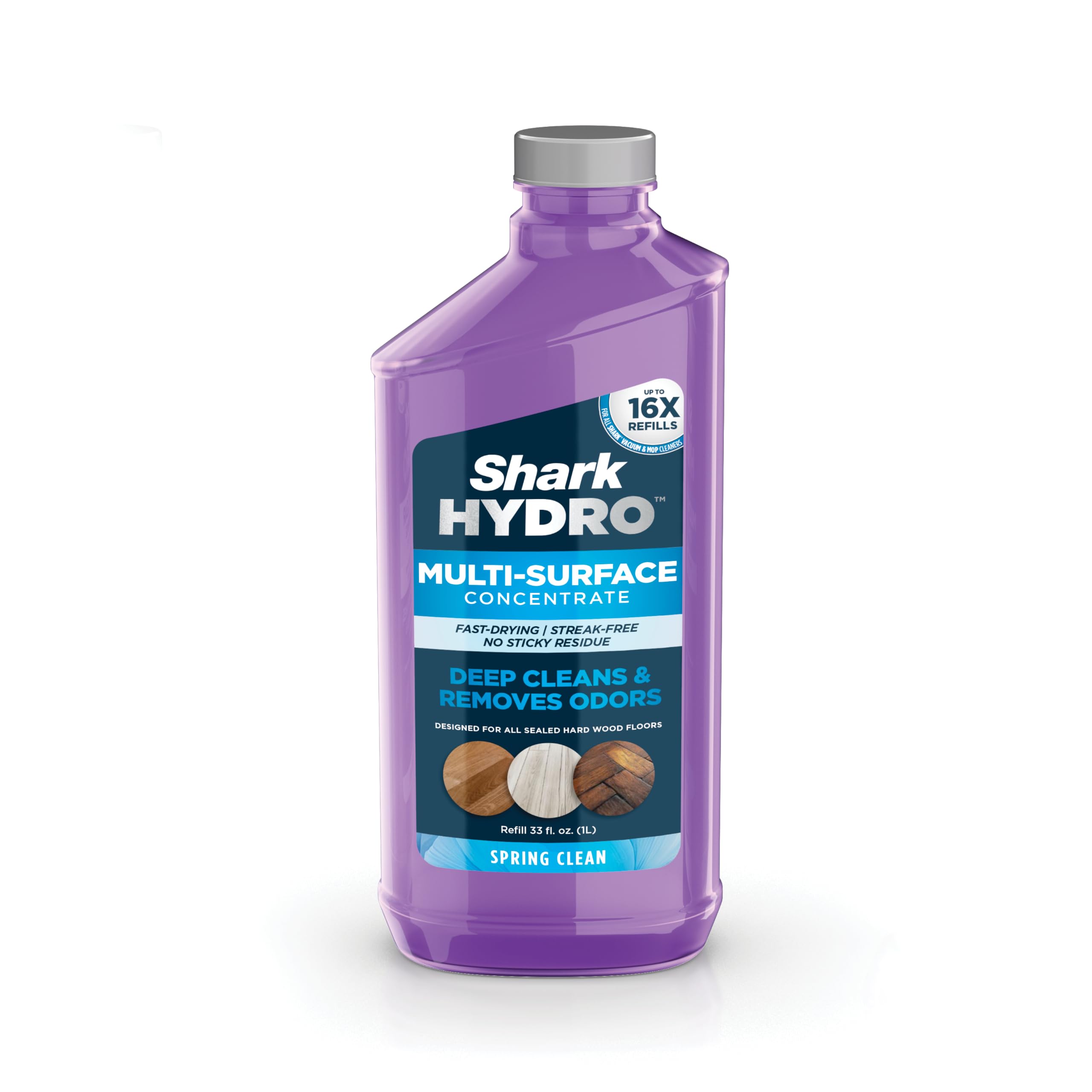 Shark Hydro concentrate front label showing product name and volume for easy identification