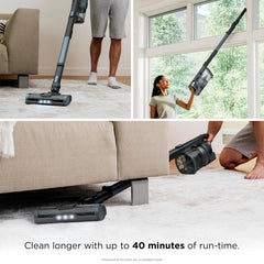 Shark IX141AMZ bristle brushroll close-up removing pet hair from carpet fibers