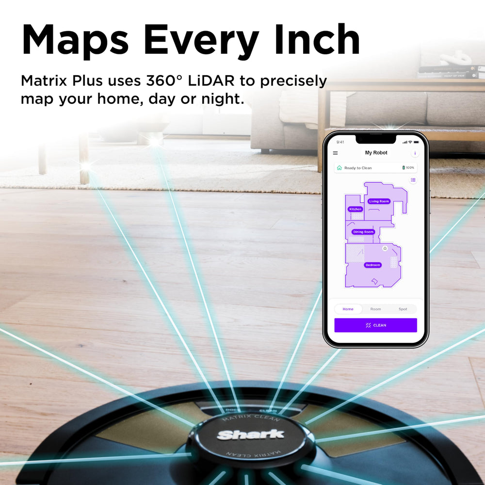 Shark Matrix Plus side profile showing low height to clean under furniture easily