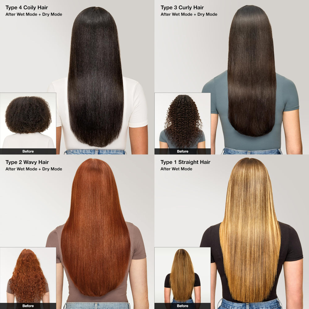 Shark SilkiPro with wide-tooth comb attached detangling thick hair quickly