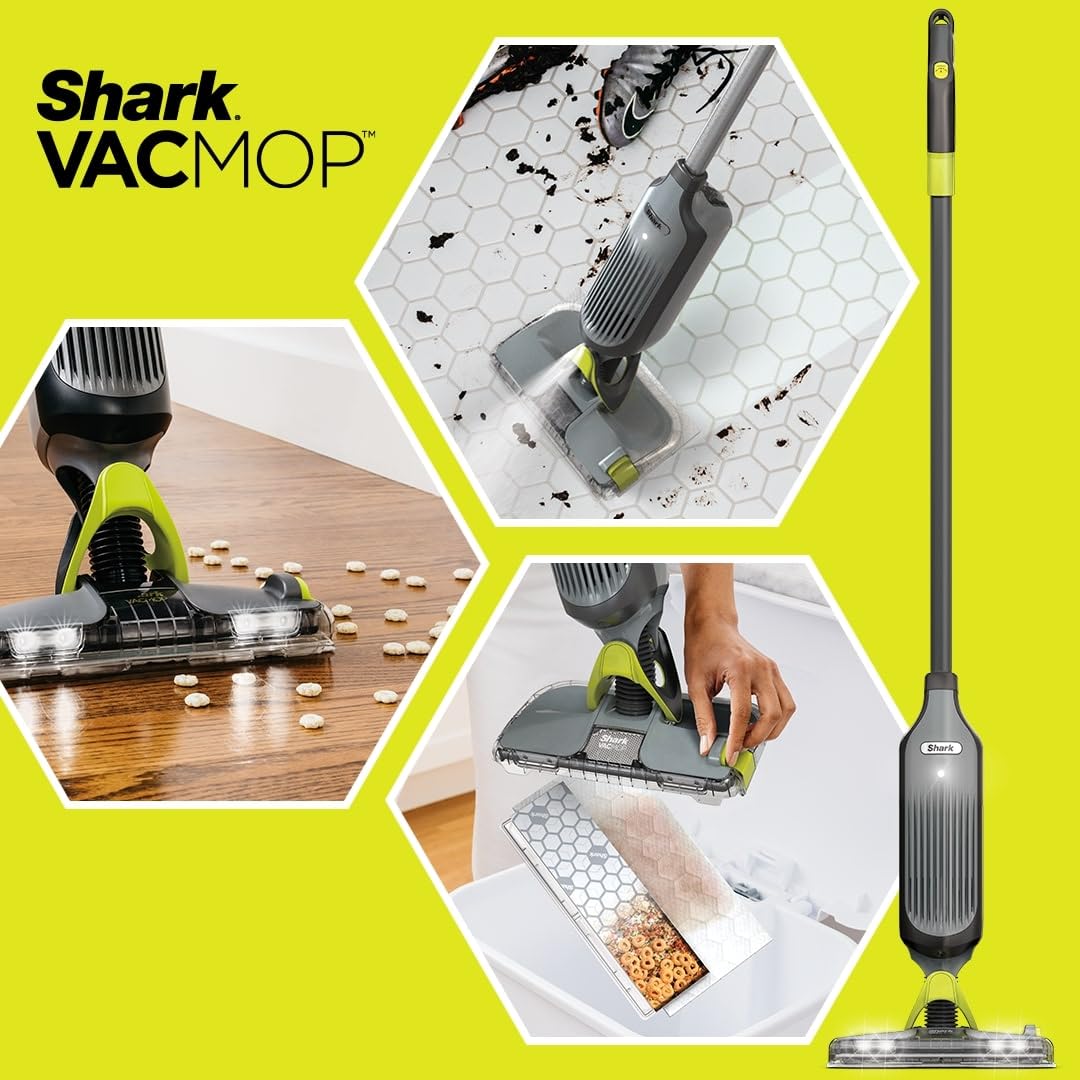 Shark VACMOP used pad being discarded hands-free for hygienic disposal