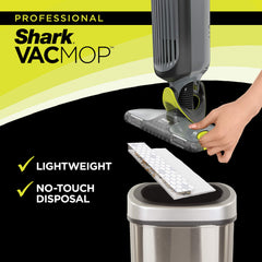 Shark VACMOP pad in use vacuuming crumbs for faster cleanups