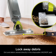 Shark VACMOP pad attached to mop head cleaning a spill quickly