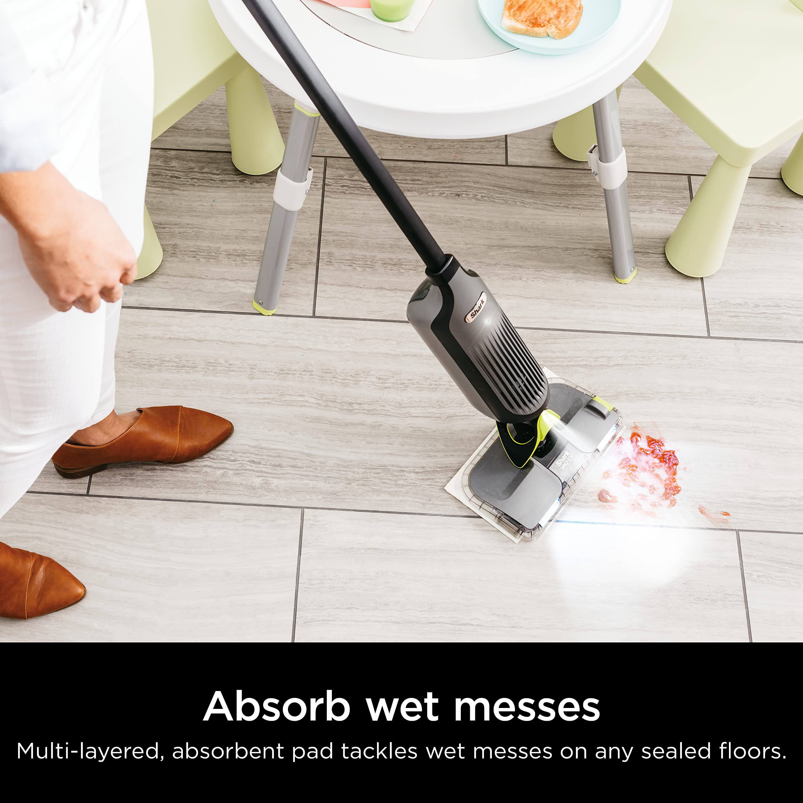 Shark VACMOP pad cleaning sealed floor surface for streak-free shine