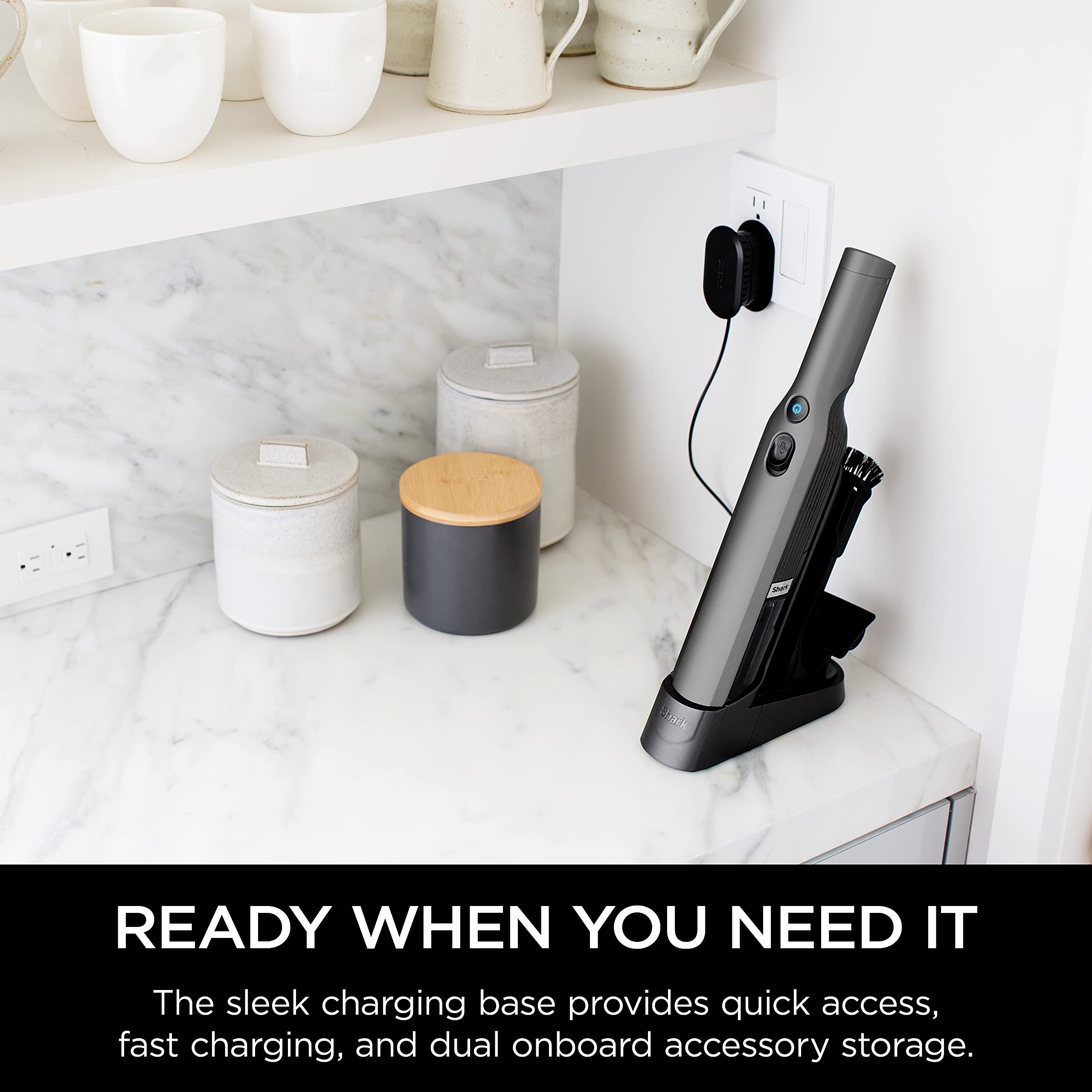 Shark WANDVAC side profile highlighting sleek graphite finish and controls