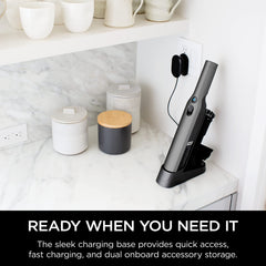 Shark WANDVAC side profile highlighting sleek graphite finish and controls