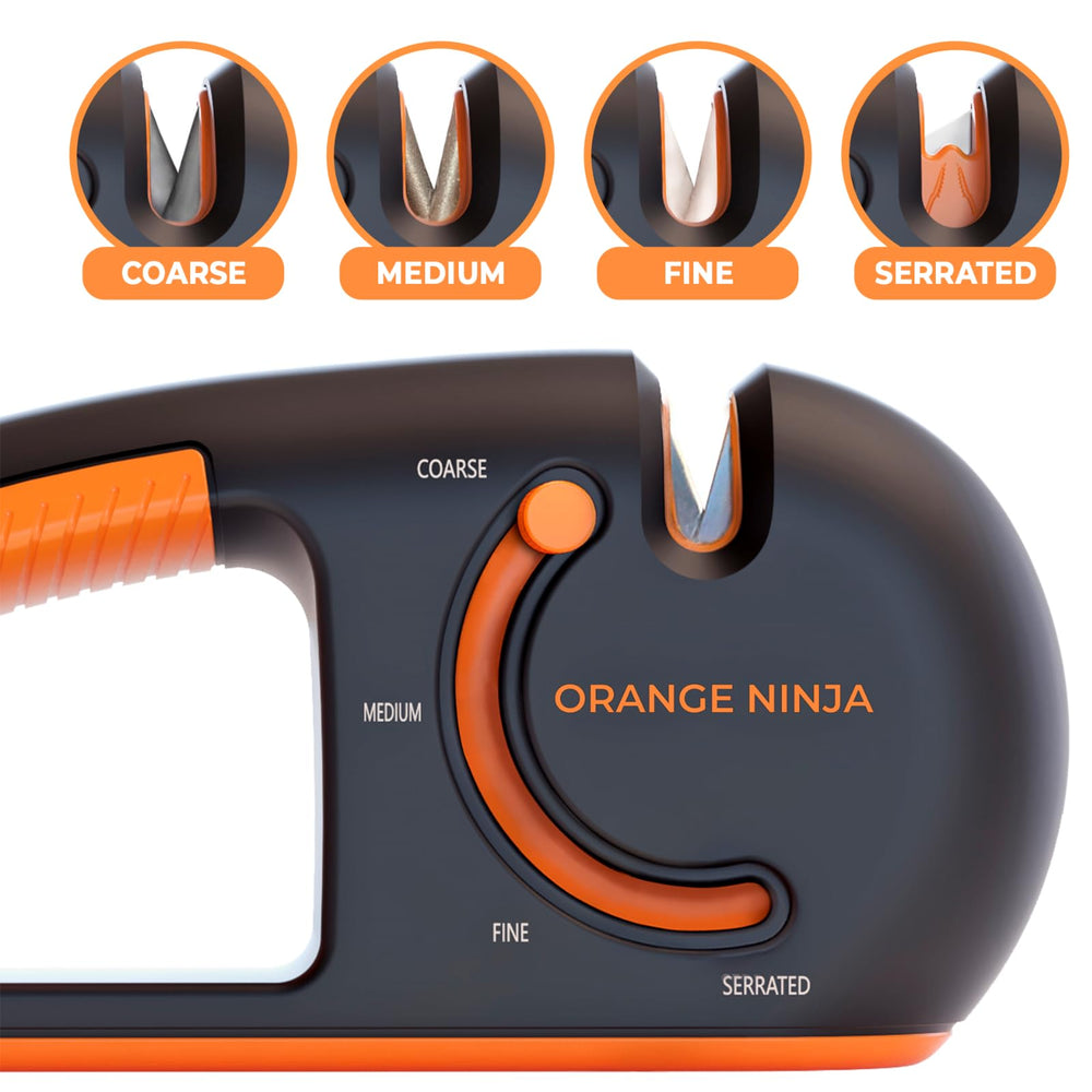 Sharp Pebble Orange Ninja ergonomic handle detail for comfortable safe grip
