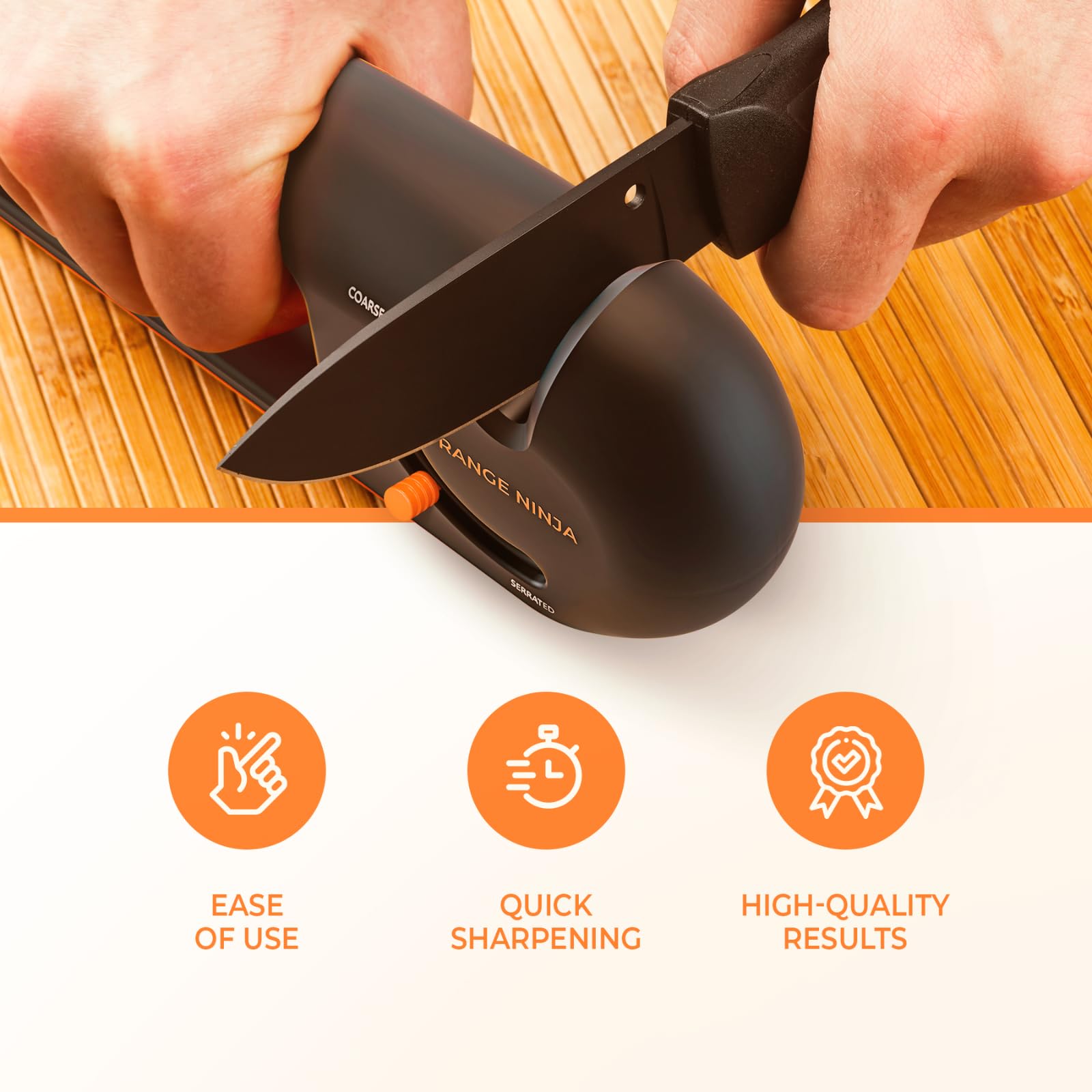 Sharp Pebble Orange Ninja serrated-slot detail preserving scalloped blade edges