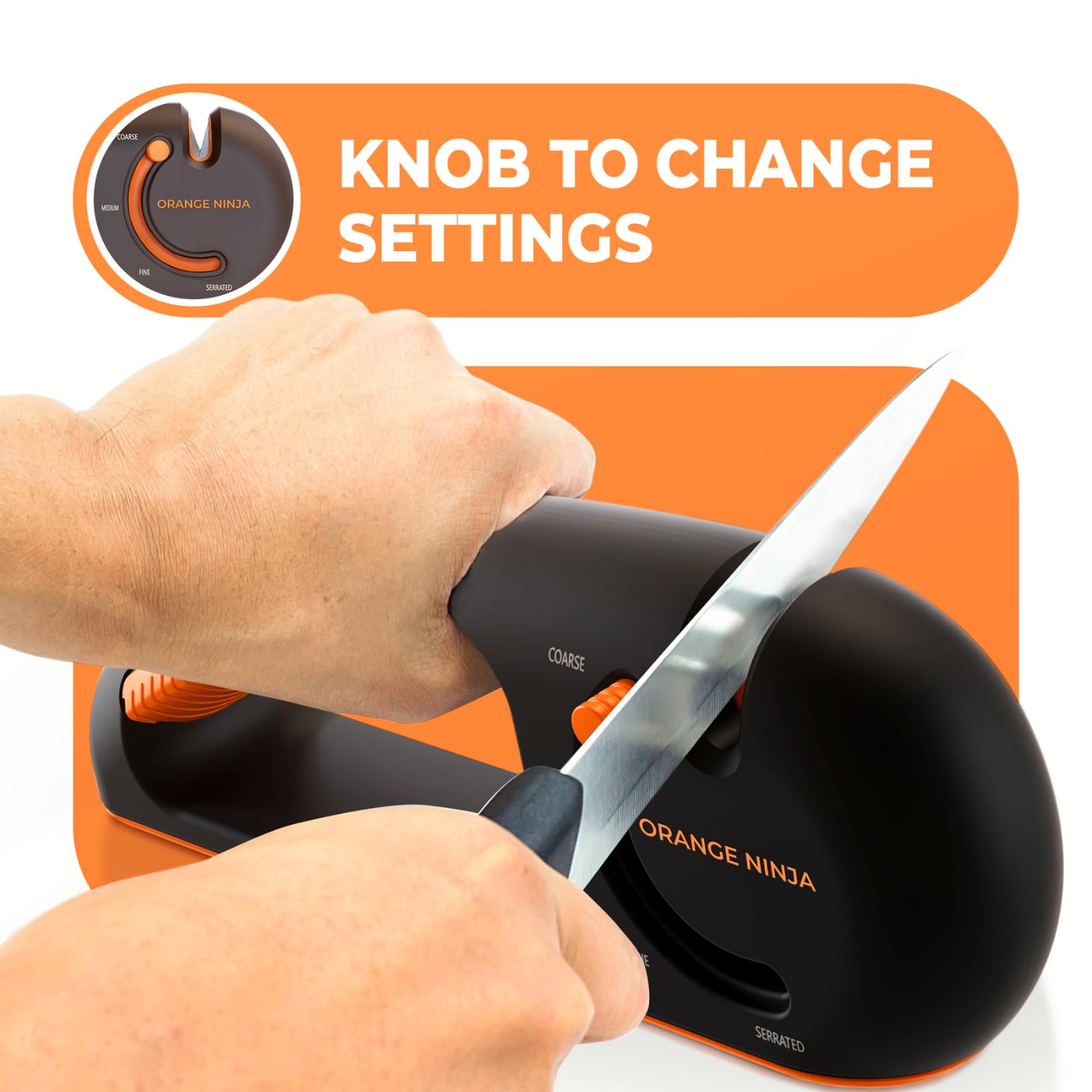 Sharp Pebble Orange Ninja close-up of four sharpening slots for precise maintenance