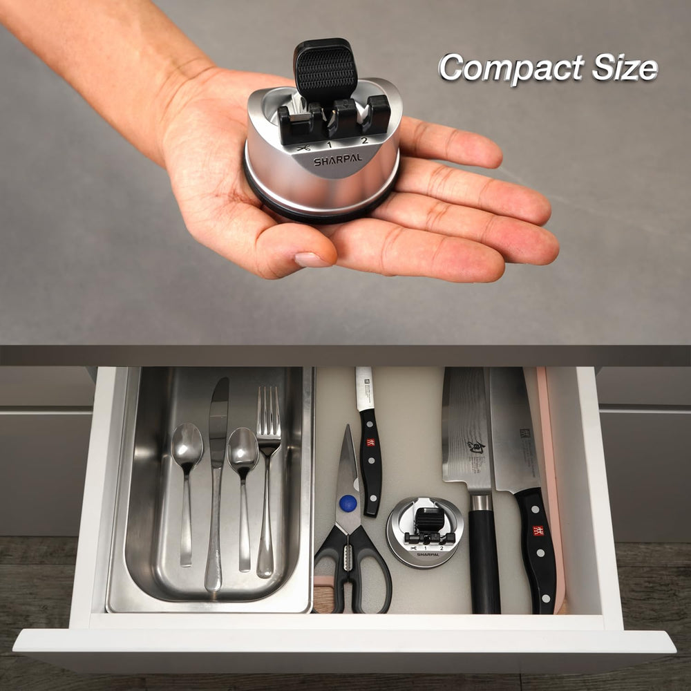 SHARPAL 191H in-use on kitchen counter for quick convenient blade maintenance