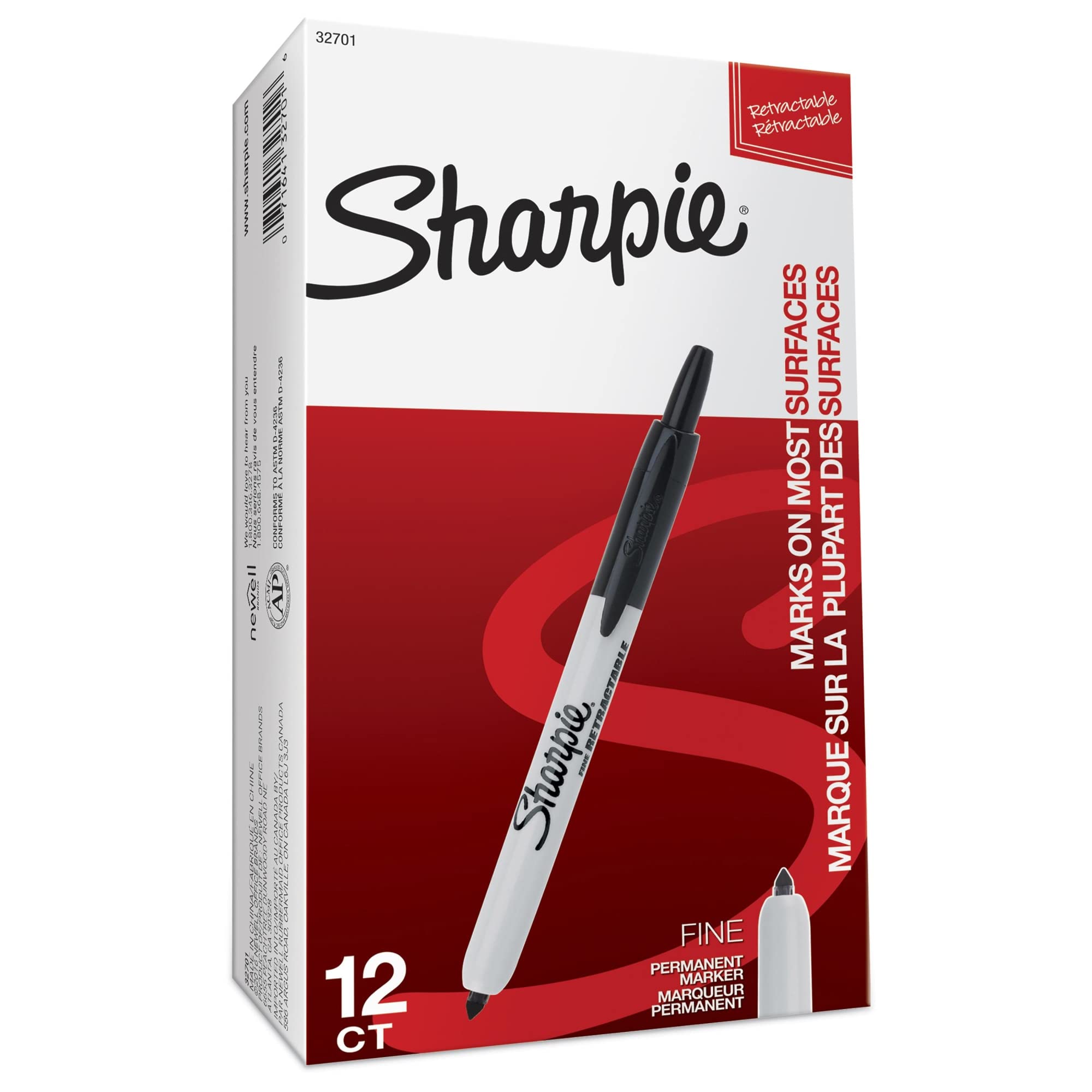 Sharpie retractable click mechanism detail demonstrating one-handed convenience