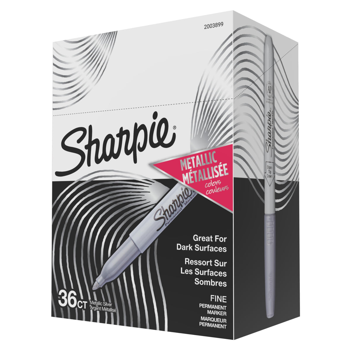 Sharpie metallic silver pack front view showing brand and bold finish
